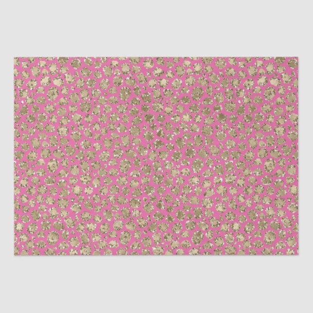 Papel De Seda Impressão Leopardo Rosa Dourada (Frente )