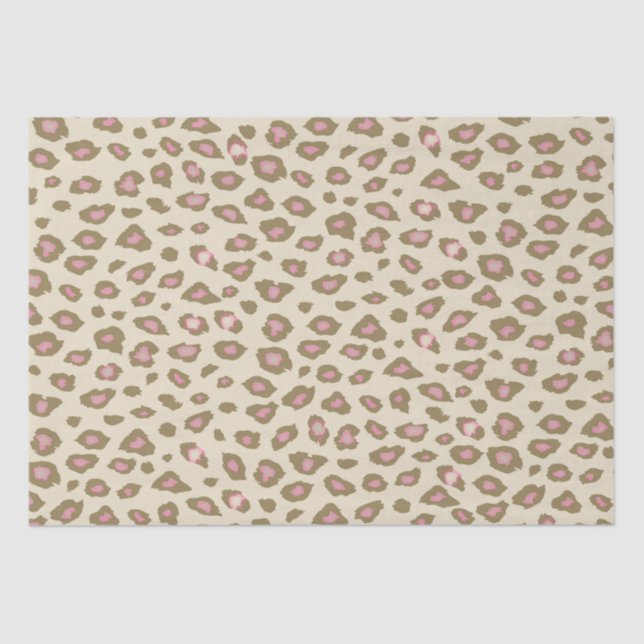 Papel De Seda Impressão Leopardo Rosa e Creme (Frente )