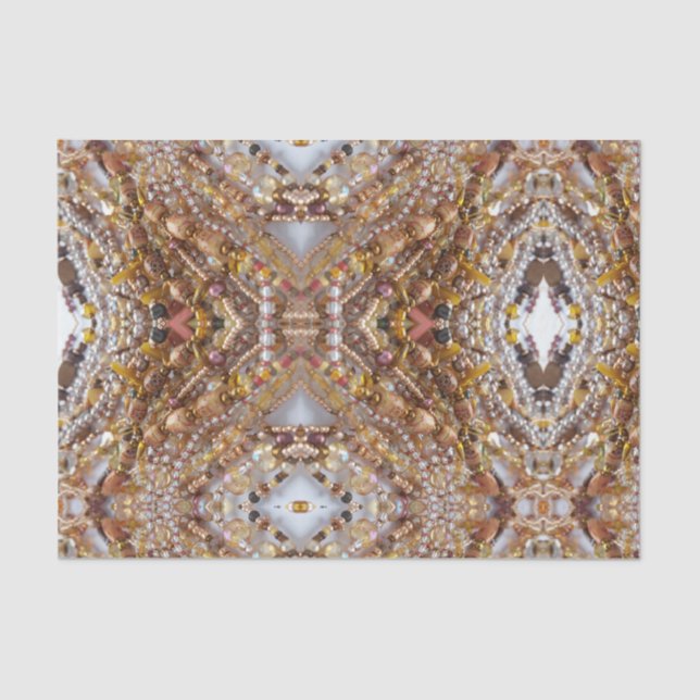 Papel De Seda Impressão natural da miçanga dos tons da terra do (Frente )