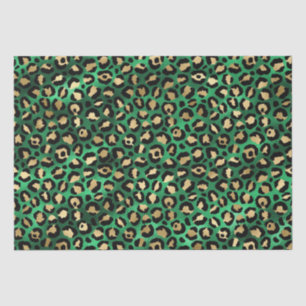 Papel De Seda Impressão Ousada de Leopardo Verde Estampa de An