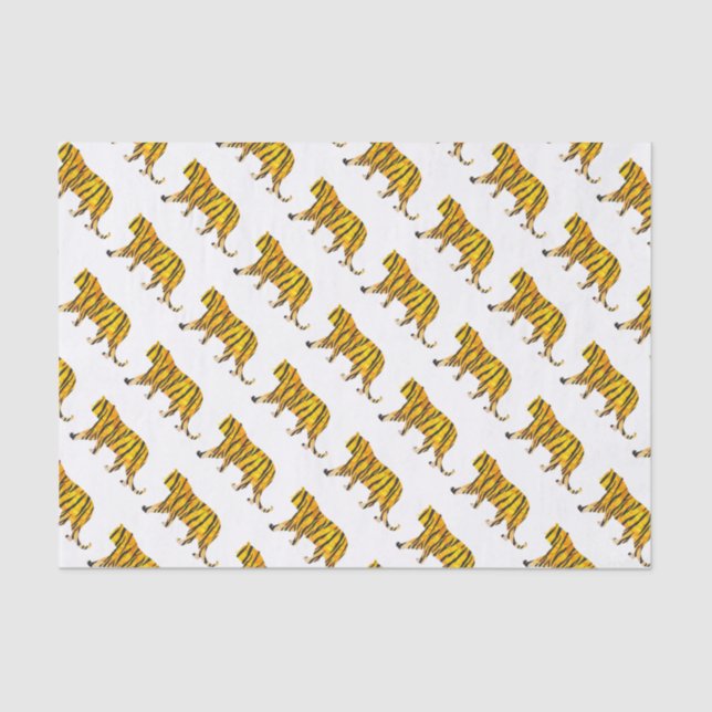 Papel De Seda Impressão preto e alaranjado do tigre (Frente )