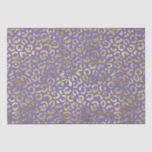 Papel De Seda Impressão púrpura Dourada do Glam Leopard
