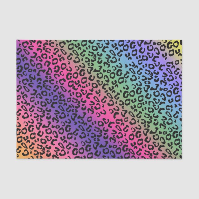 Papel De Seda Impressão Rainbow Leopard - Mistura suave (Frente )