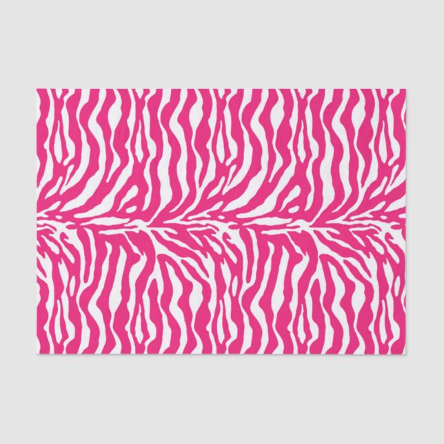 Papel De Seda Impressão Selvagem de Animais, Zebra, Rosa e Branc (Frente )