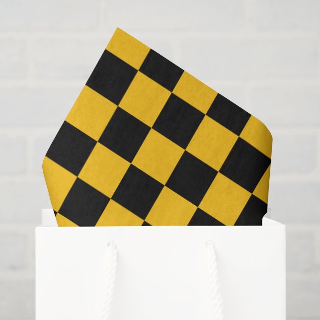 Papel De Seda Impressão Xadrez Amarelo e Preto (Sacola de presentes)