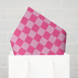 Papel De Seda Impressão Xadrez Rosa