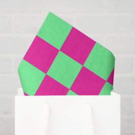 Papel De Seda Impressão Xadrez Rosa e Verde