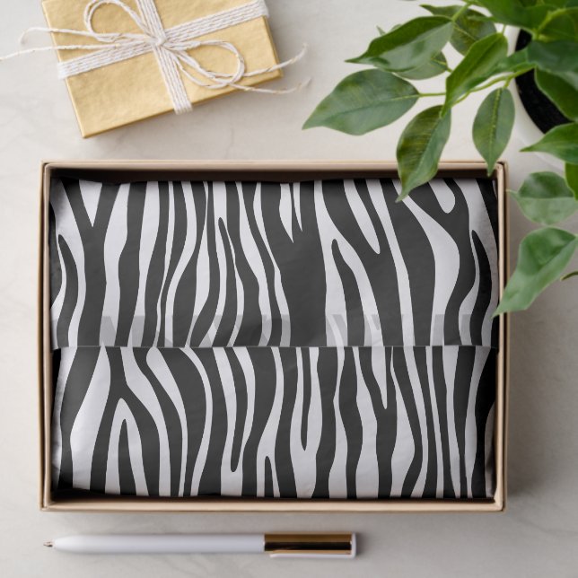 Papel De Seda Impressão Zebra, Banhas Zebra, Preto E Branco (Presente)