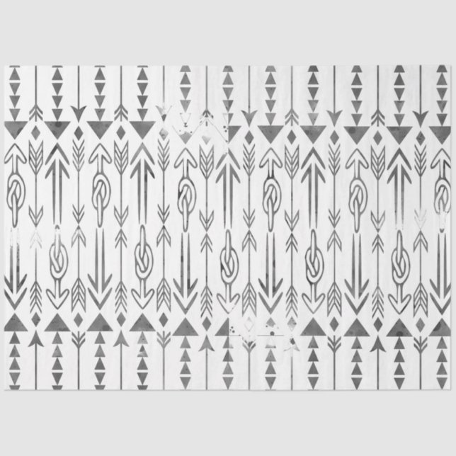 Papel De Seda Impressionante aquarela splatters cinza setas trib (Frente )