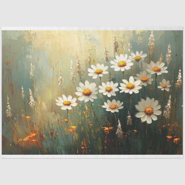 Papel De Seda Impressionista Daisy Field Art Decoupage (Frente )
