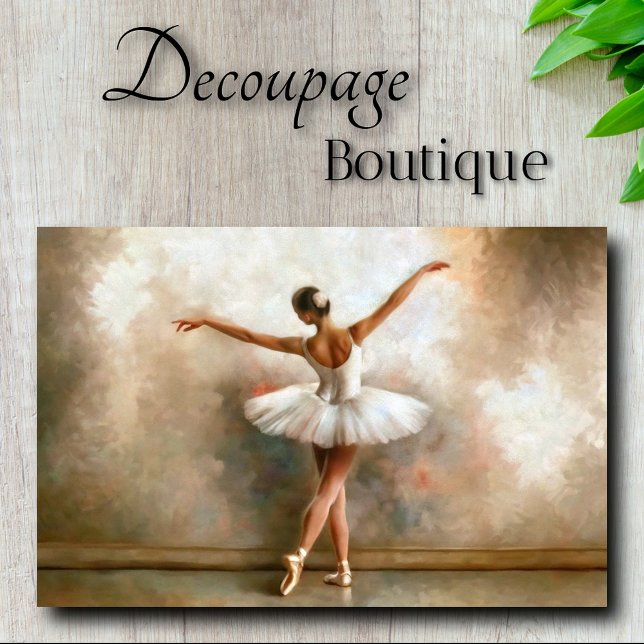 Papel De Seda Impressionista do Ivory Dancing Ballerina Decoupag (Ivory Impressionist Ballerina Dancer Decoupage Tissue Paper)
