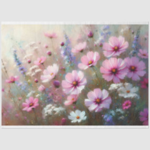 Papel De Seda Impressionista Pastel de Flores Selvagens