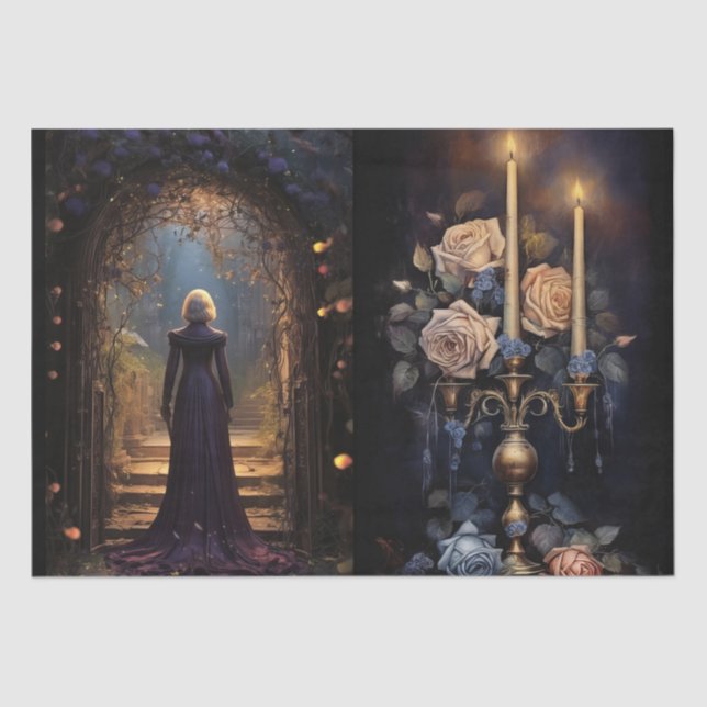 Papel De Seda Incrível Desligamento de Florais Góticos Fantástic (Frente )