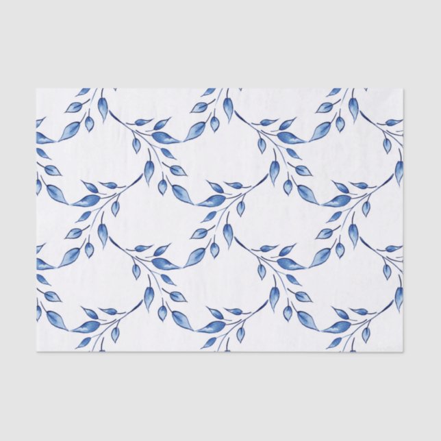 Papel De Seda Indigo Leaf Lattice (Frente )
