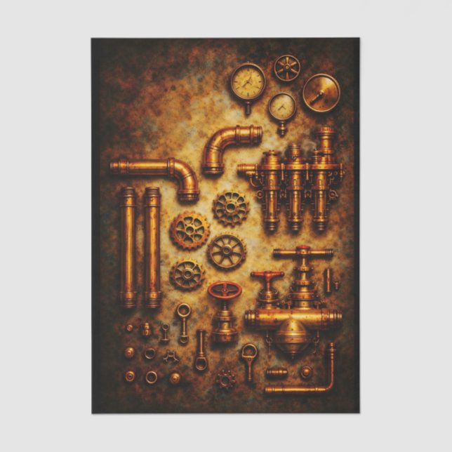 Papel De Seda Industrial Steampunk Elements Set FH1 Decoupage (Frente )