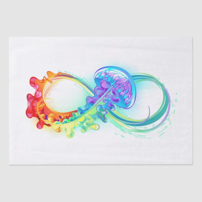 Papel De Seda Infinidade com água-vivas do Arco-Íris (Frente )
