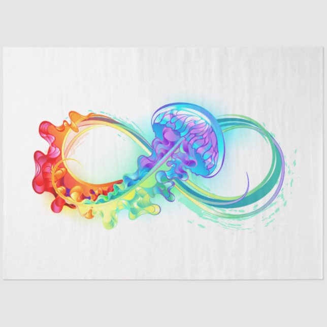 Papel De Seda Infinidade com água-vivas do Arco-Íris (Frente )