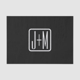 Papel De Seda Iniciais Modernos Monogramados | Preto & Branco