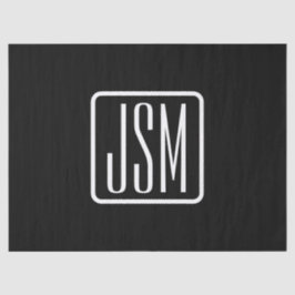 Papel De Seda Iniciais Modernos Monogramados | Preto & Branco