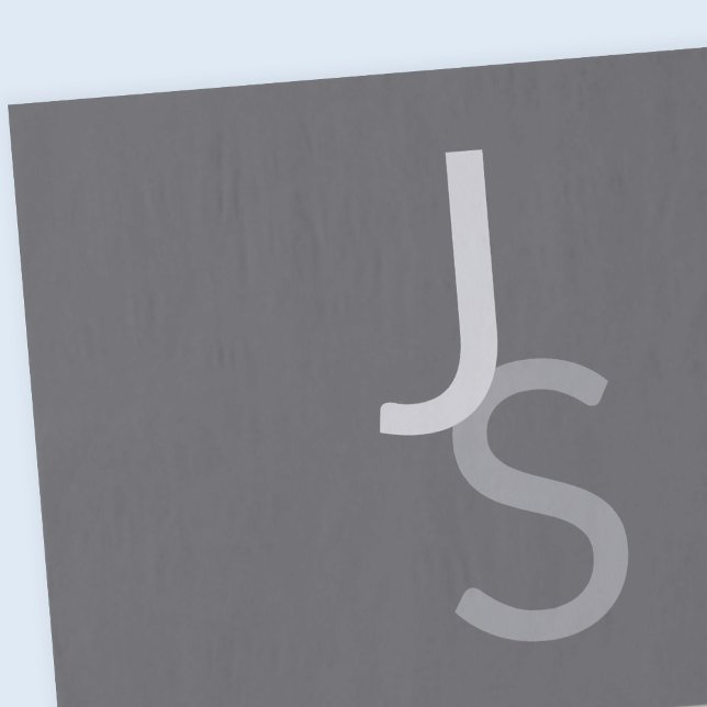 Papel De Seda Iniciais Monogramas Sobrepostos Modernos | Cinza (Criador carregado)