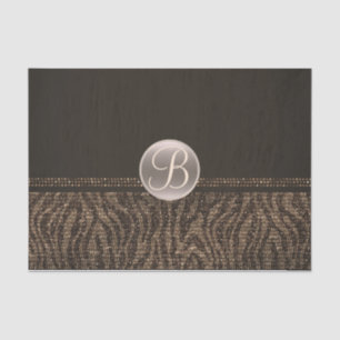 Papel De Seda Inicial do Monograma Glam Sparkle Zebra Dourado Ma