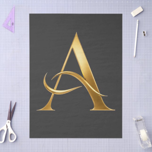 Papel De Seda Inicial Dourada A Design Minimalista (Arte )