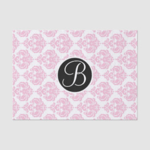 Papel De Seda Inicial Glam do rosa & a branca do damasco do