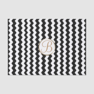 Papel De Seda Inicial Monograma Letra Impressão Chevron Preto Br