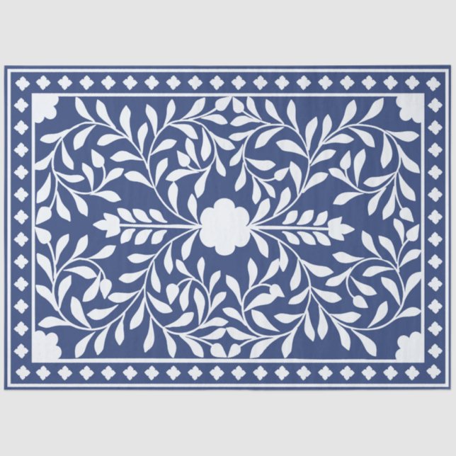 Papel De Seda Inky Blue 2 Traditional Bone Inlay Decoupage Paper (Frente )