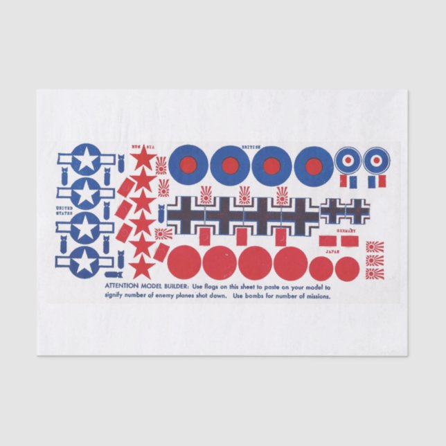 Papel De Seda Insígnias nacionais do avião modelo de WWII, (Frente )