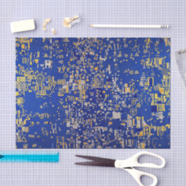 Papel De Seda Inspirado em Klimt azul, ouro, cobre platina