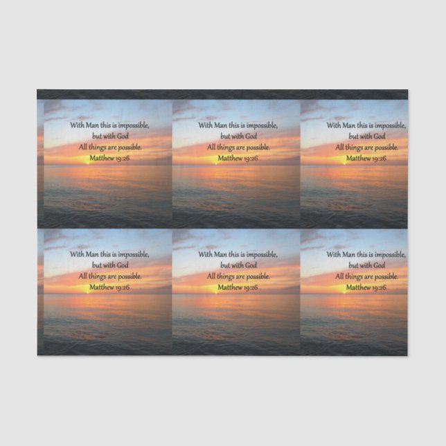 PAPEL DE SEDA INSPIRING MATTHEW 19:26 DESIGN SUNRISE (Frente )