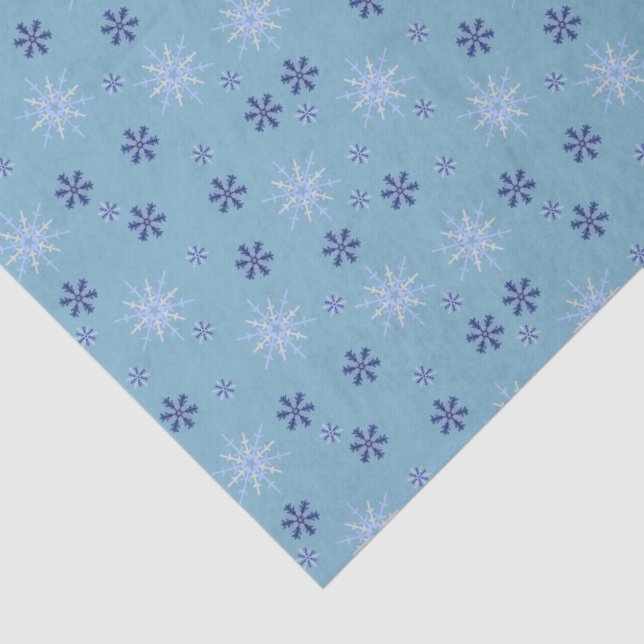 Papel De Seda Inverno Floco de Neve Azul (Detalhes)