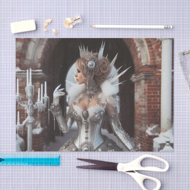 Papel De Seda Inverno Ice Queen Steampunk Victorunk Industrial (Arte )