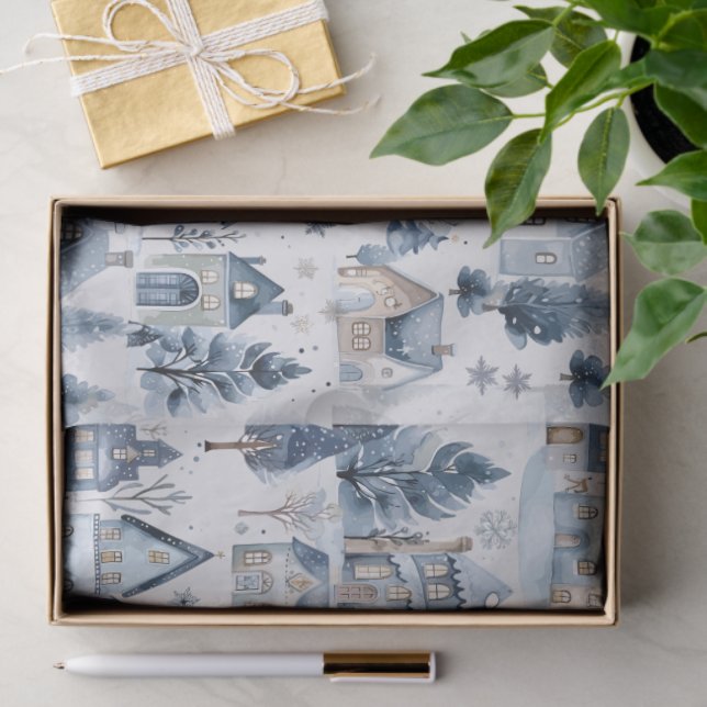 Papel De Seda Inverno Onederland Casas de Natal Aniversário (Presente)