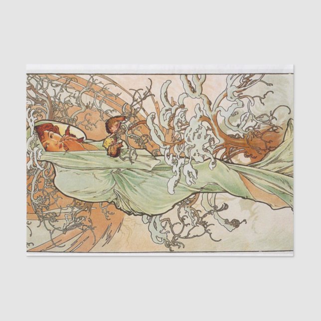 Papel De Seda Inverno por Alphonse Mucha (Frente )