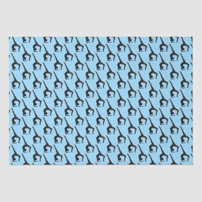 Papel De Seda Invertendo Silhueta de Gymnast em Azul (Frente )