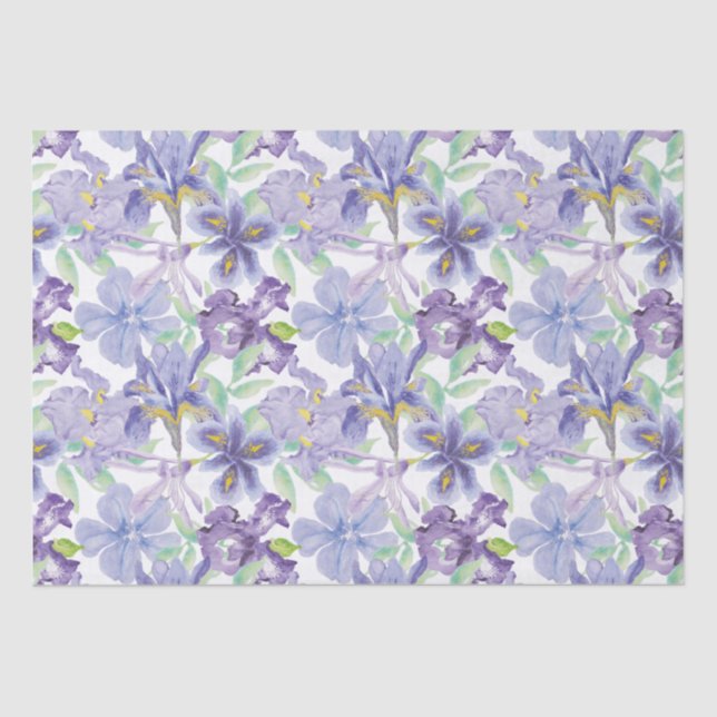 Papel De Seda Íris Floral Aguarela Roxo Amarelo (Frente )