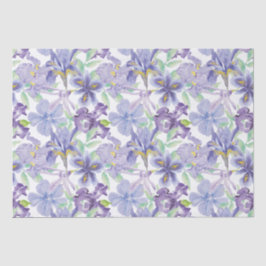 Papel De Seda Íris Floral Amarelo Roxo Aquarela 