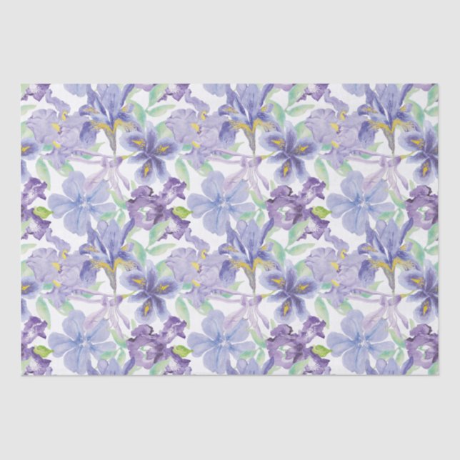 Papel De Seda Íris Floral Amarelo Roxo Aquarela  (Frente )
