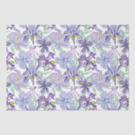 Papel De Seda Íris Floral Aquarela Amarela Roxa