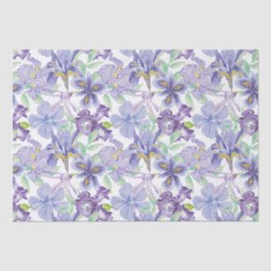 Papel De Seda Íris Floral Aquarela Amarela Roxa