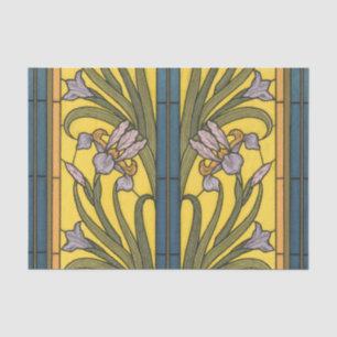 Papel De Seda Iris Flower Art Nouveau Padrão De Vidro Obtido