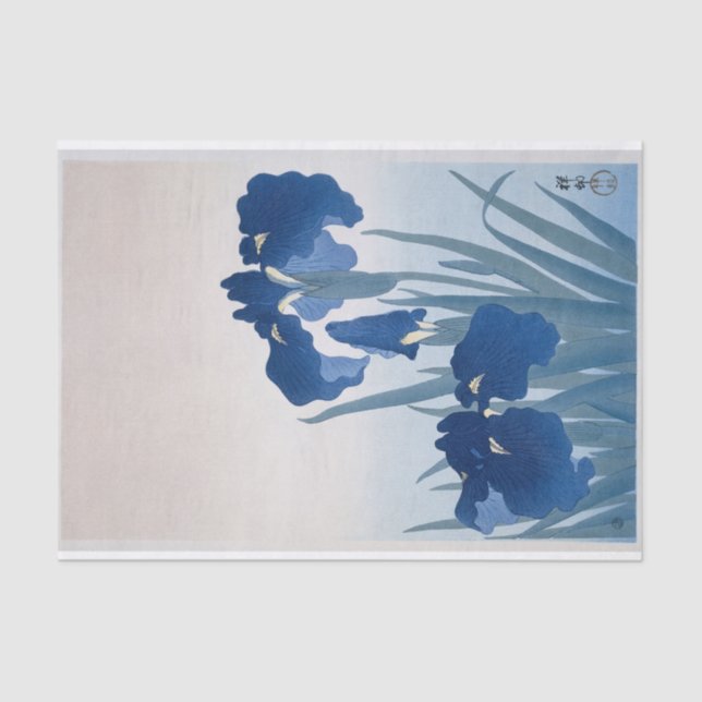 Papel De Seda Írises (Azul Escuro) por Ohara Koson (Frente )