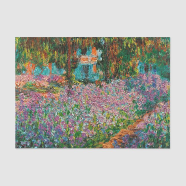 Papel De Seda Irises Monet Garden Flores Giverny (Frente )