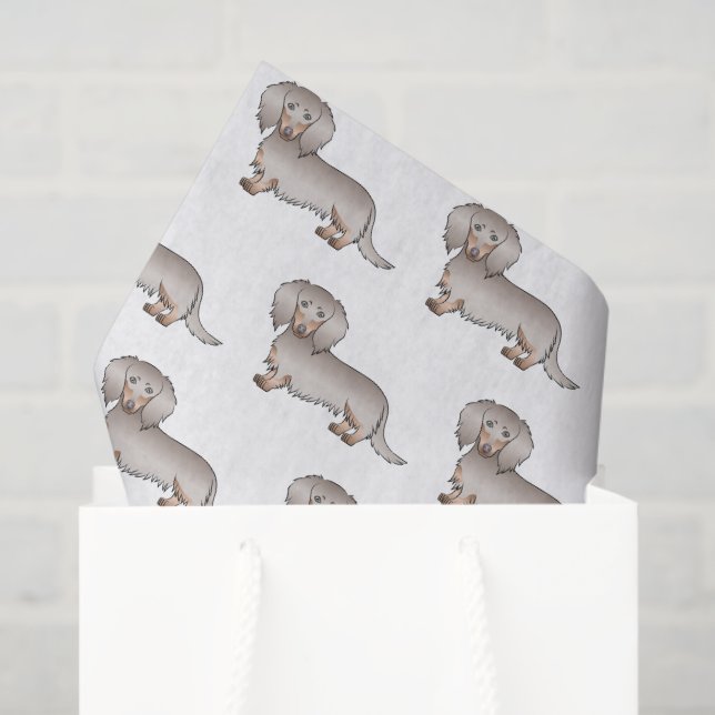 Papel De Seda Isabella E Tan Long Hair Dachshund Dog Pattern (Sacola de presentes)