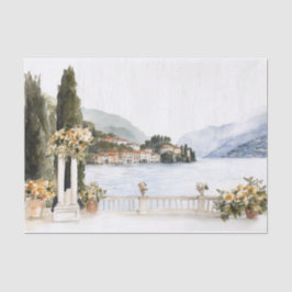 Papel De Seda Itália Lago Como Watercolor