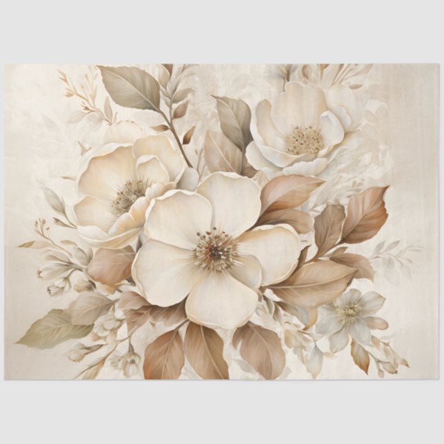 Papel De Seda Ivory Creamy - Papel-Chá de casamento Floral (Frente )