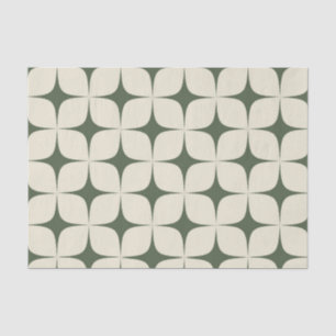 Papel De Seda Ivory Deep Green Meio século Modern Boho Geométric