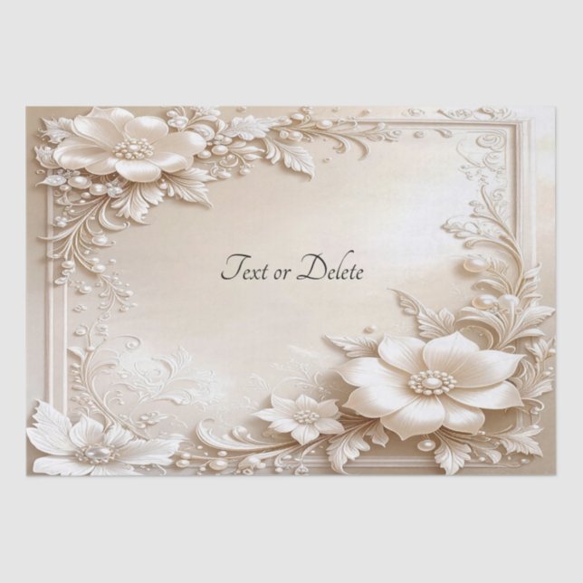 Papel De Seda Ivory Flowers Tissue Paper (Frente )